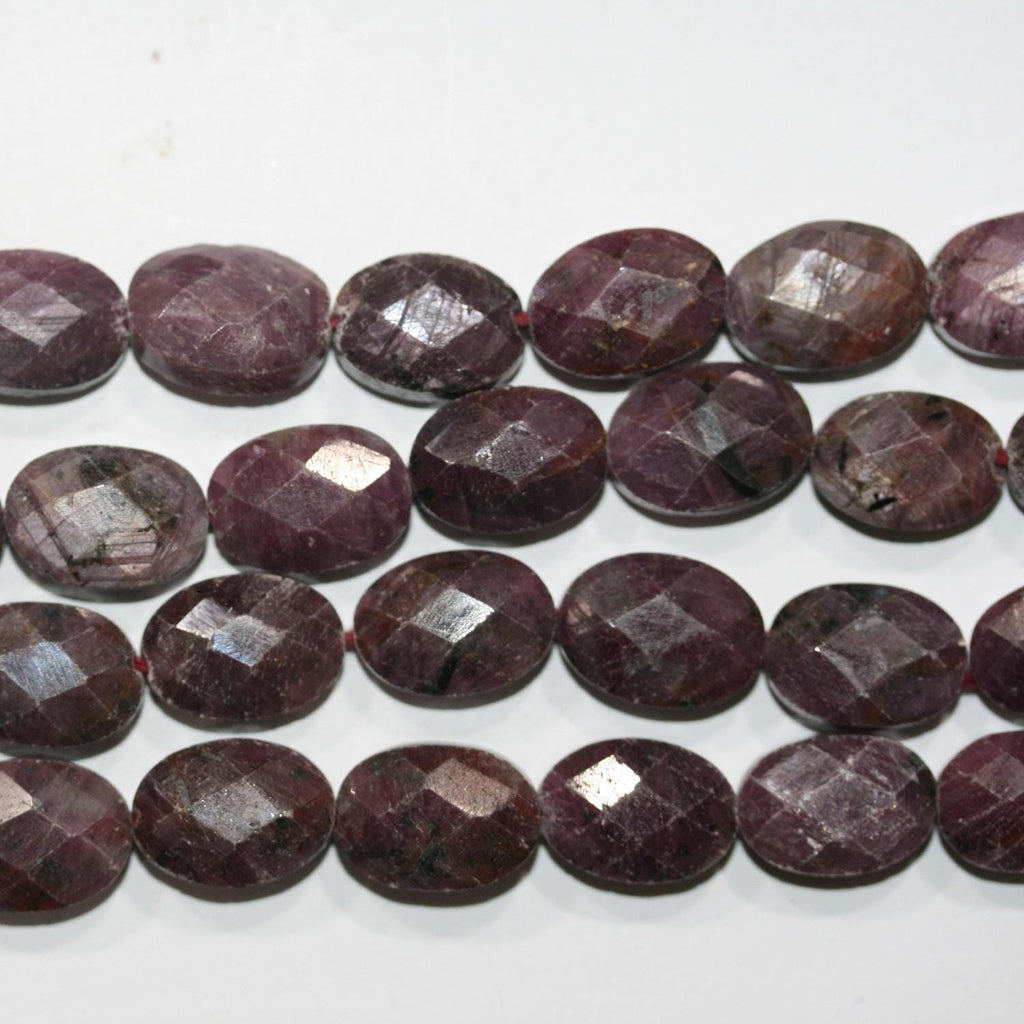 Cuentas de rubí ovaladas facetadas de 16" (14 x 10 mm) - Hilo de 40 cm - Artículo 14714