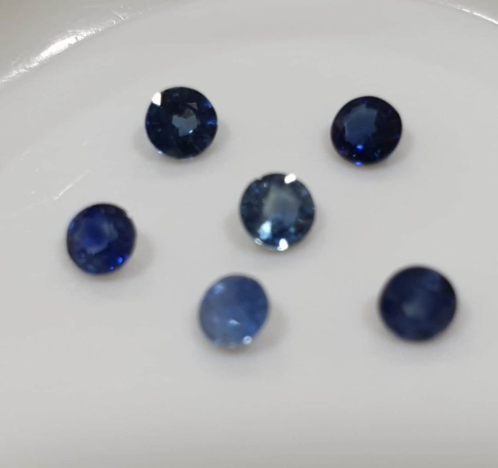 Lote de 6 zafiros azules redondos facetados de 2,7 mm - Paquetes de gemas - Piedras sueltas al por mayor - Gemas naturales