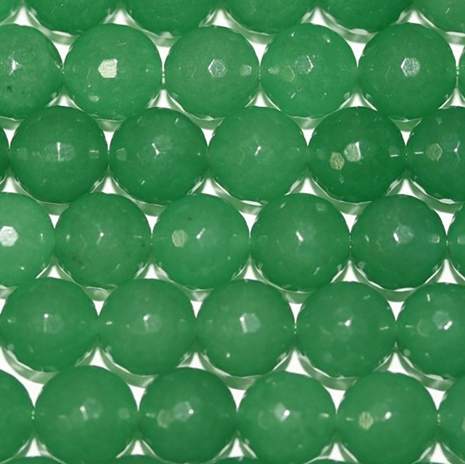 14" St Green Aventurine Faceted Round Beads 12mm.-Strand 38cm
