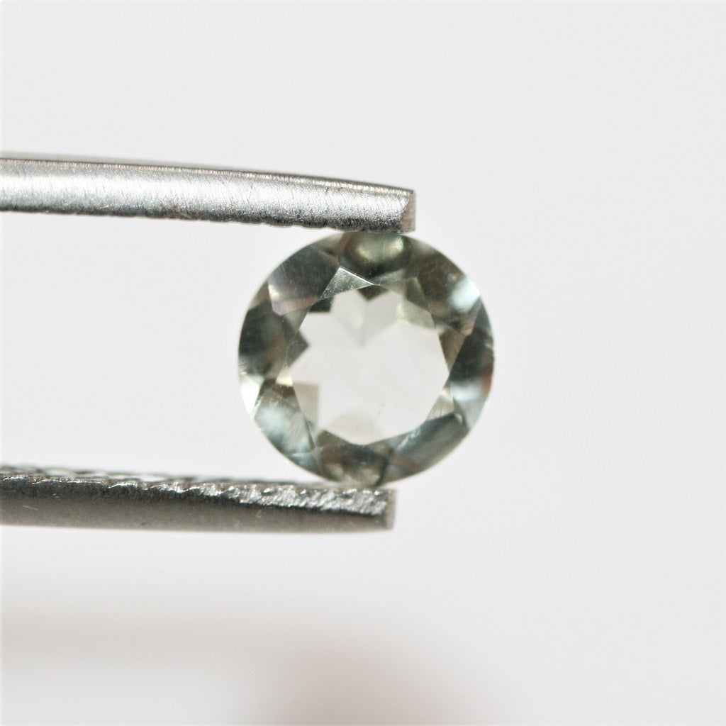 Lote de 10 piezas de prasiolita facetada redonda de 7 mm.