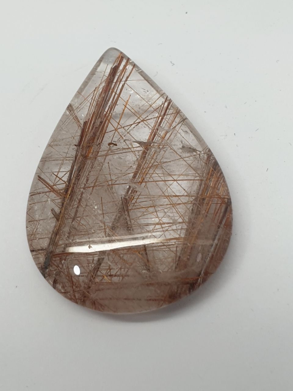 Big  Rutilated Quartz Smooth Drop Cabochon 32x22.5mm (35.78ct)