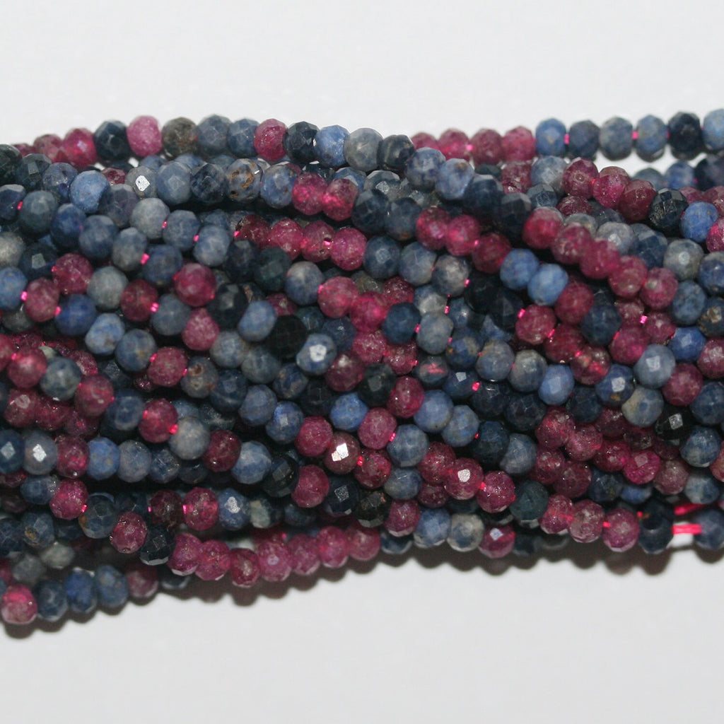 Perles rondelles à facettes rubis-saphir St 14" 3x2mm.-Rig 38cm.