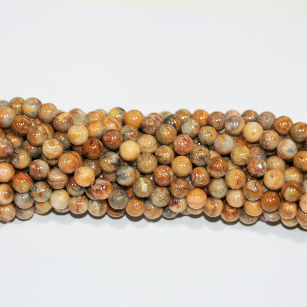 15" St Crazy Agate Smooth Round Beads 8mm.- Hilo 39cm.