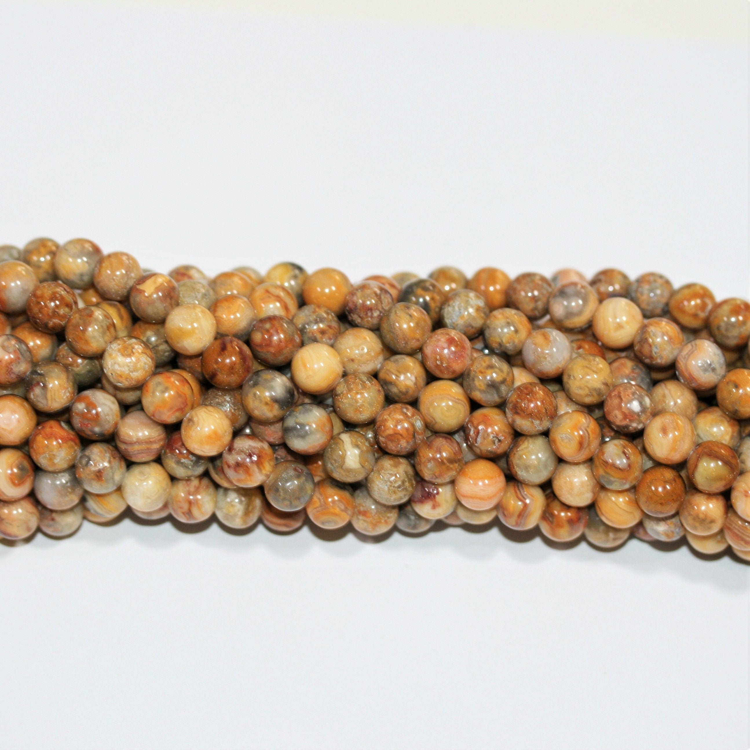 15" St Crazy Agate Smooth Round Beads 8mm.- Strand 39cm.