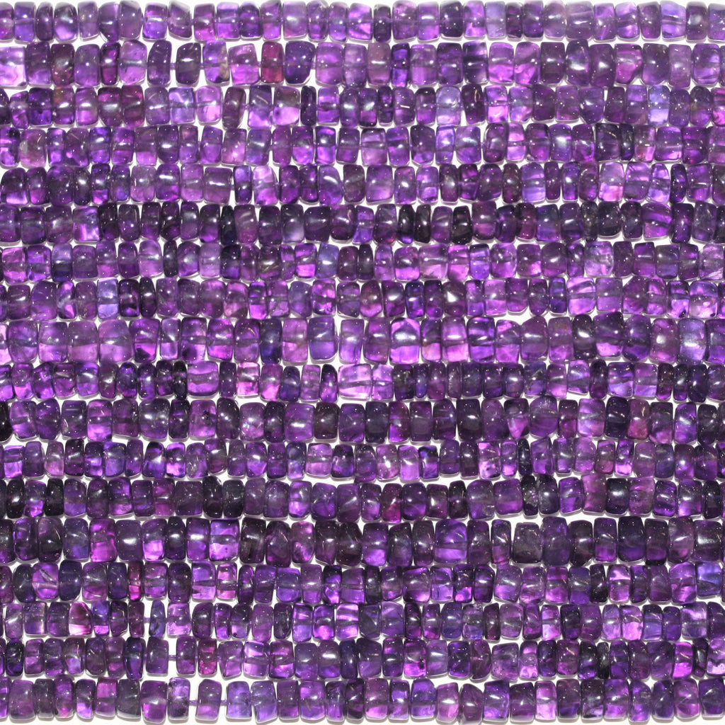 13" St Amethyst Smooth Disc Beads 6x3mm. Approx.- Strand 33cm.