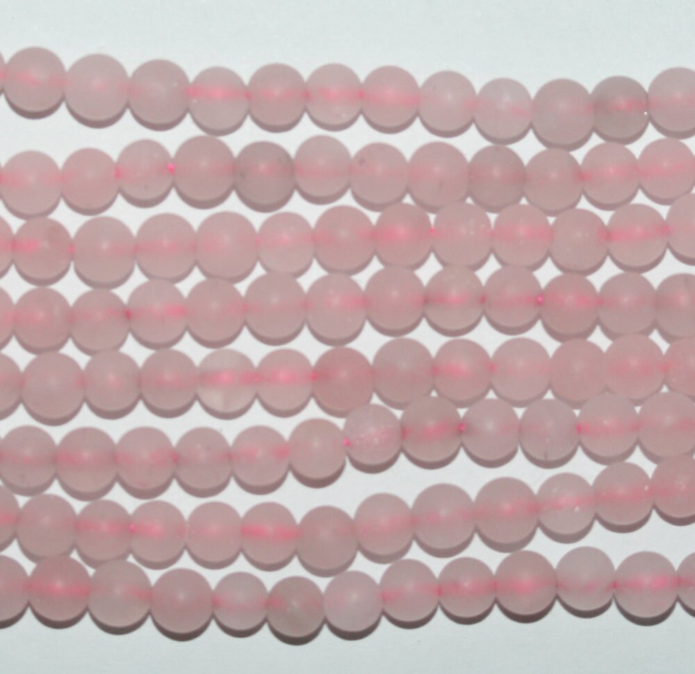 Perles rondes en quartz rose St, finition mate lisse, 4 mm, longueur 39 cm (15 pouces).