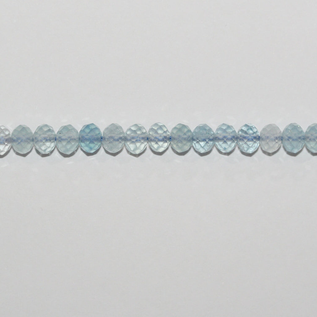Perles rondelles à facettes en aigue-marine de 15 pouces, 5 x 3,5 mm - Fil de 39 cm.