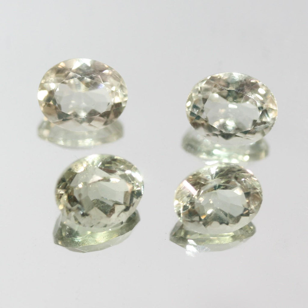 Lote de 4 piezas de prasiolita facetada ovalada de 10 x 8 mm (4 piezas) - Artículo 194LO