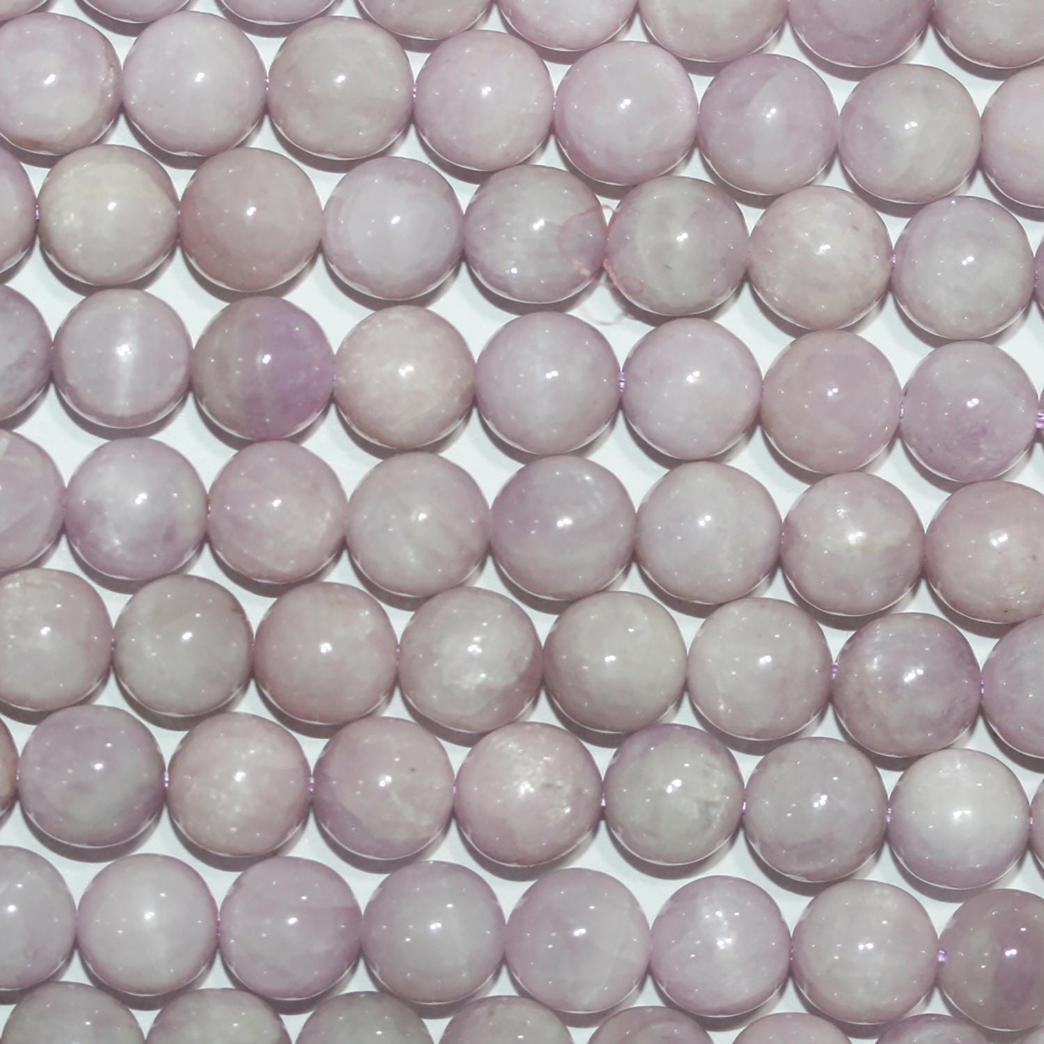 Cuentas redondas lisas de kunzita de 16" (8 mm) - Hilo de 40 cm