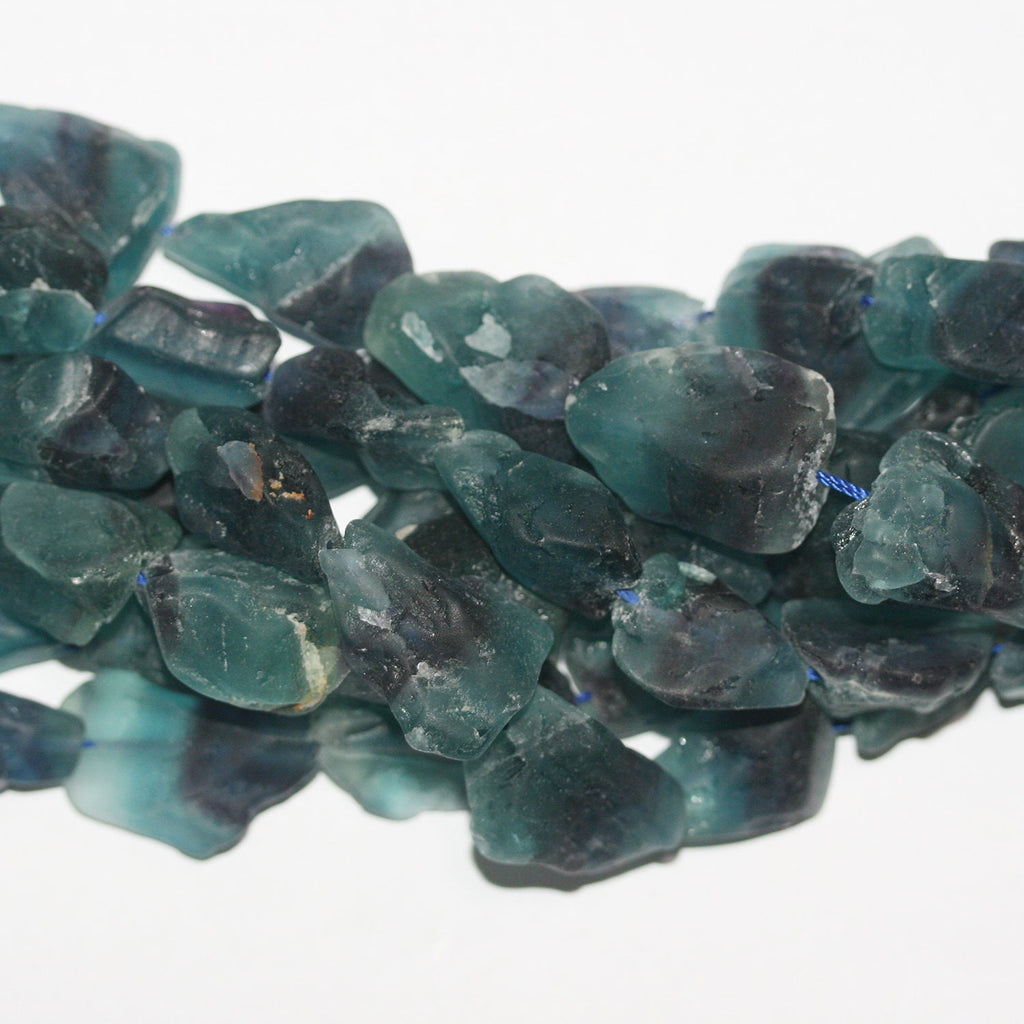 Cuentas de fluorita sin pulir de 16", 20-25 mm aprox., hilo de 40 cm.