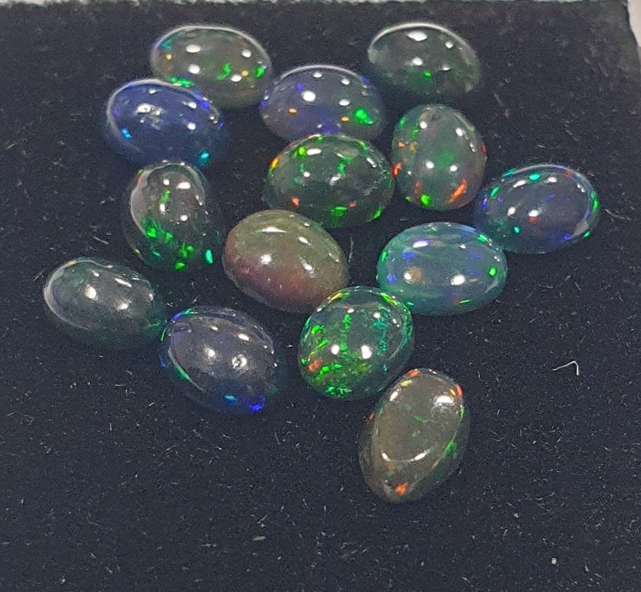 Ethiopian Black Opal Lot Oval Cabochon 4x3mm. (15pcs)  -Gemstone Parcels-Loose Stones Wholesale Price