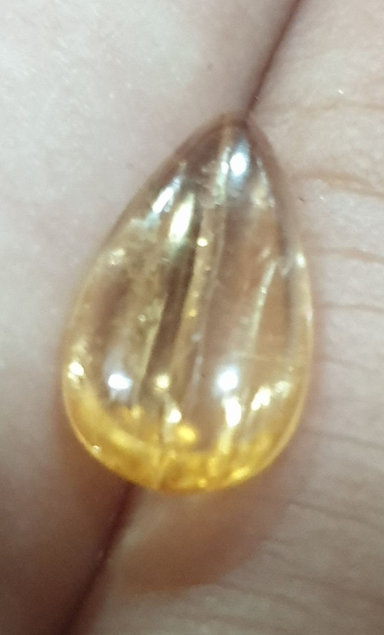 Imperial Topaz Untreated Brazilian  Topaz Pear Cabochon 2.43ct  11.9x6.8mm - Collector Gemstone- Natural Stone- One Of A Kind