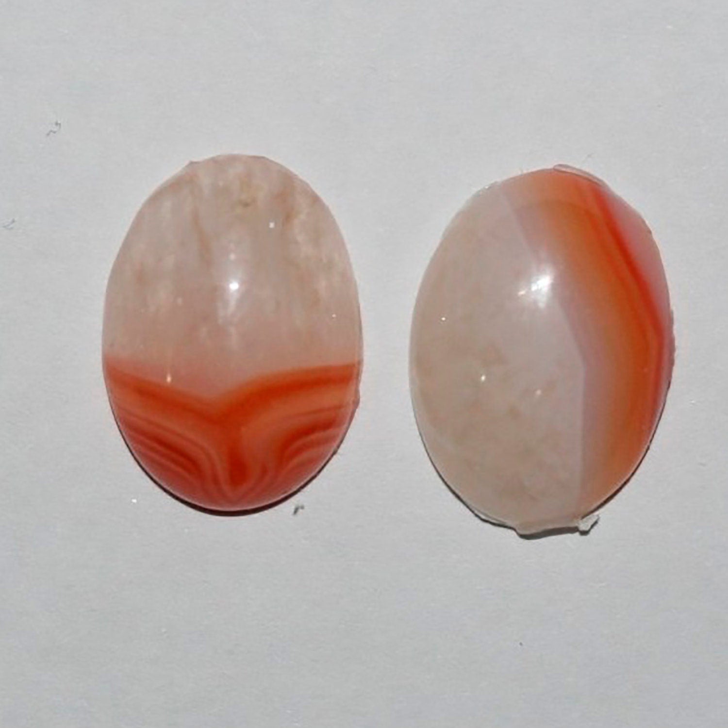 Lote de 4 cabujones ovalados de ágata rayada naranja (4 piezas) de 16 x 12 mm