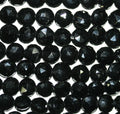 14" St Black Tourmaline Faceted Coin Beads 8mm.-Strand 36cm
