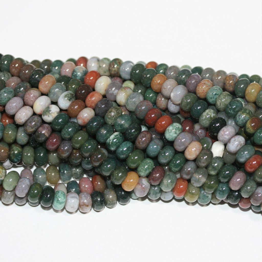 15" Perles rondelles lisses en agate indienne St 8x5mm.- Brin 38cm.