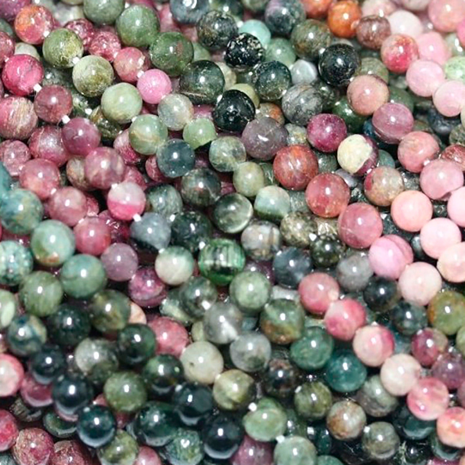 Perles rondes en tourmaline St de 14 pouces, 3-4 mm. - Fil de 37 cm.