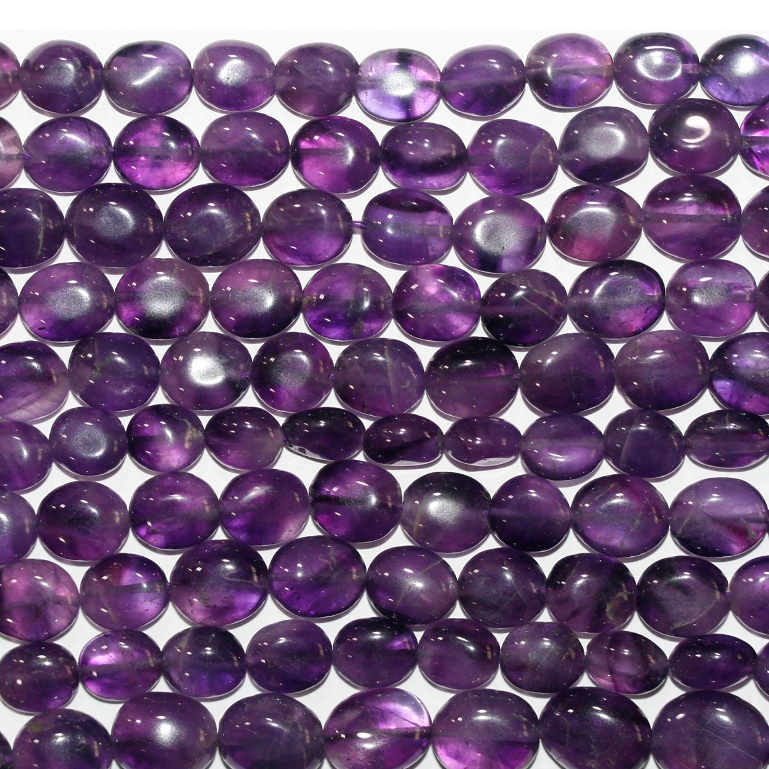 13" St Amethyst Smooth Oval Beads 12x9mm.Approx.-Strand 34cm