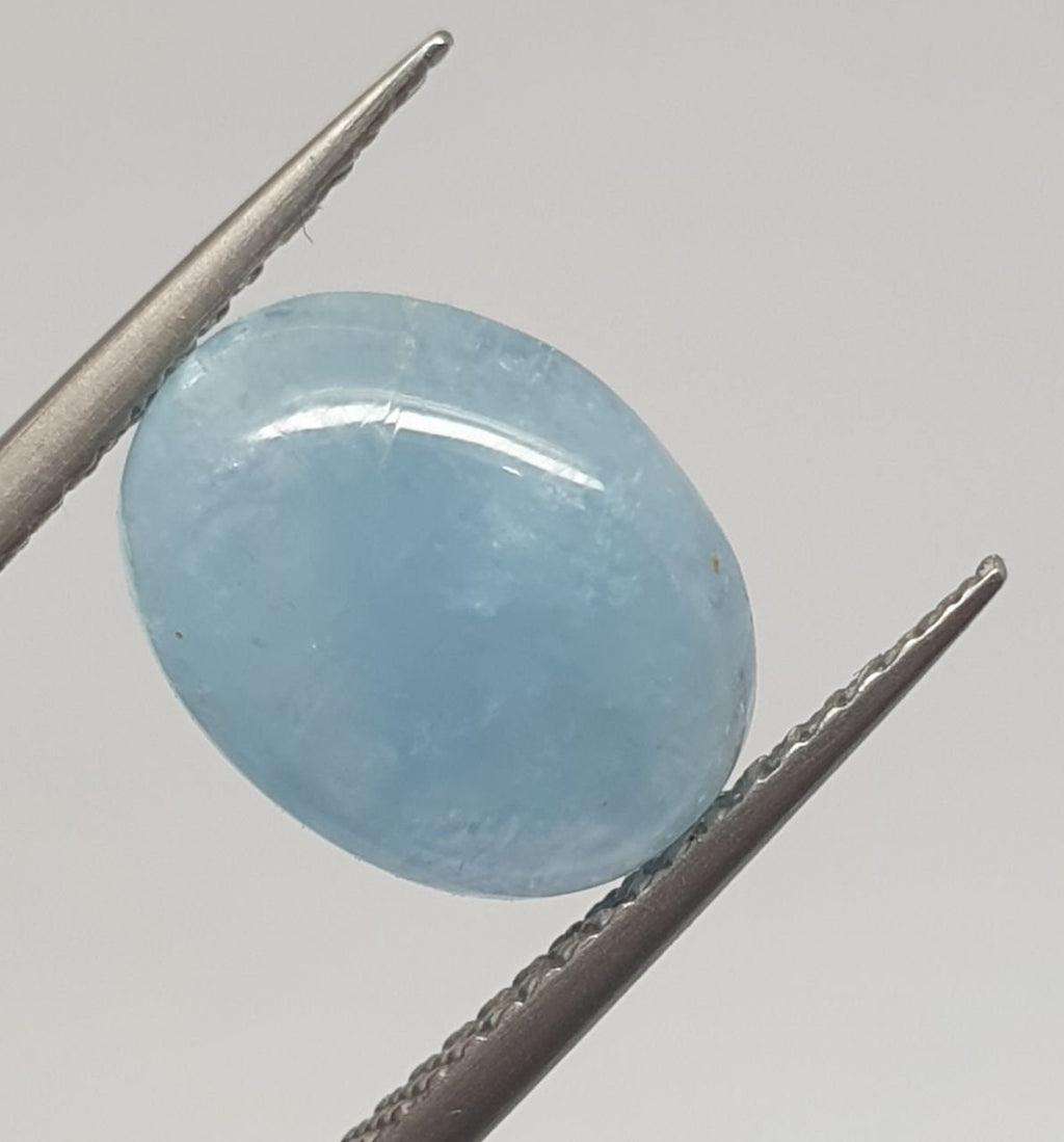 Cabochon ovale d'aigue-marine 11 x 8,8 mm (3,07 ct) - Pierre précieuse naturelle pour la joaillerie