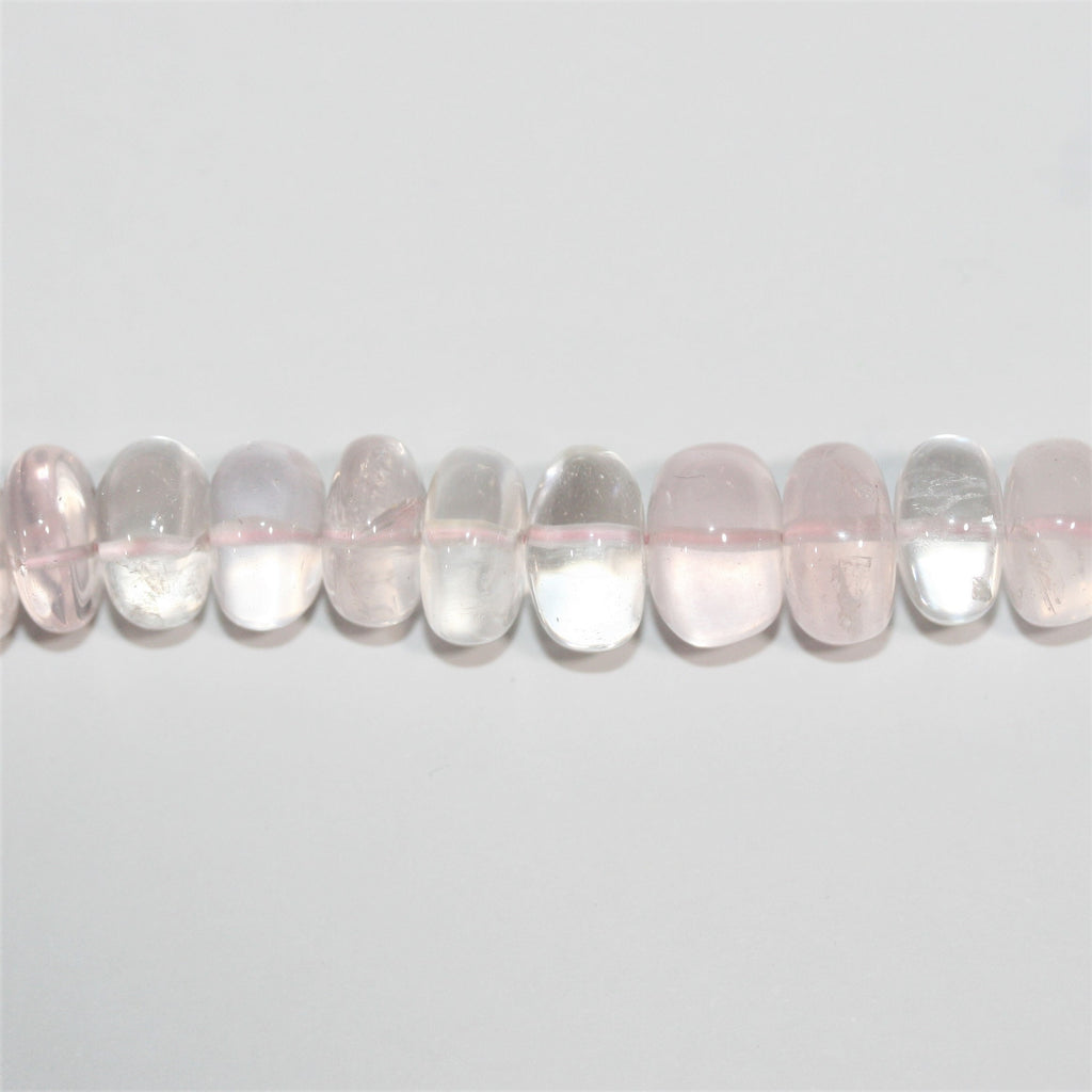 Cuentas redondas lisas de cuarzo rosa de 16" (6 x 3-10 x 6 mm) - Hilo de 42 cm