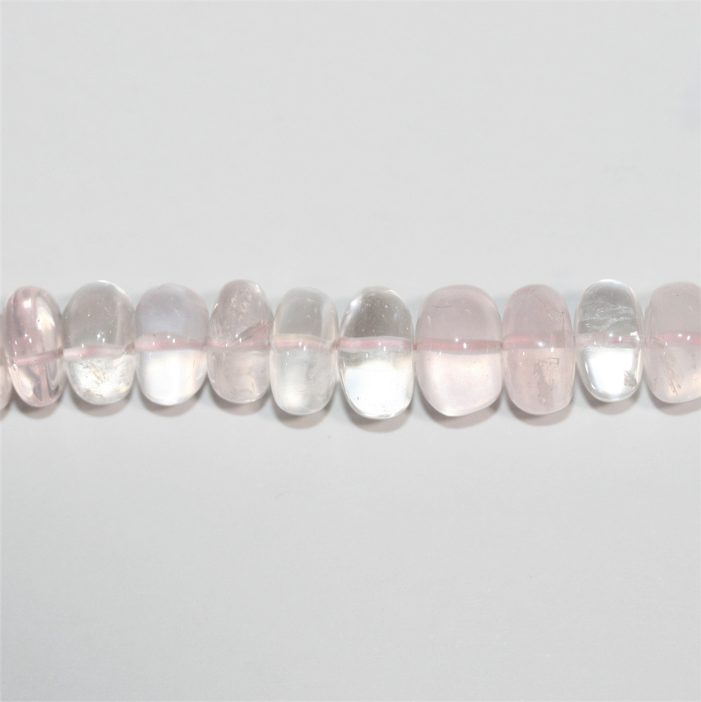 Cuentas redondas lisas de cuarzo rosa de 16" (6 x 3-10 x 6 mm) - Hilo de 42 cm