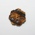 Pendentif fleur sculptée en œil de tigre 26 mm.