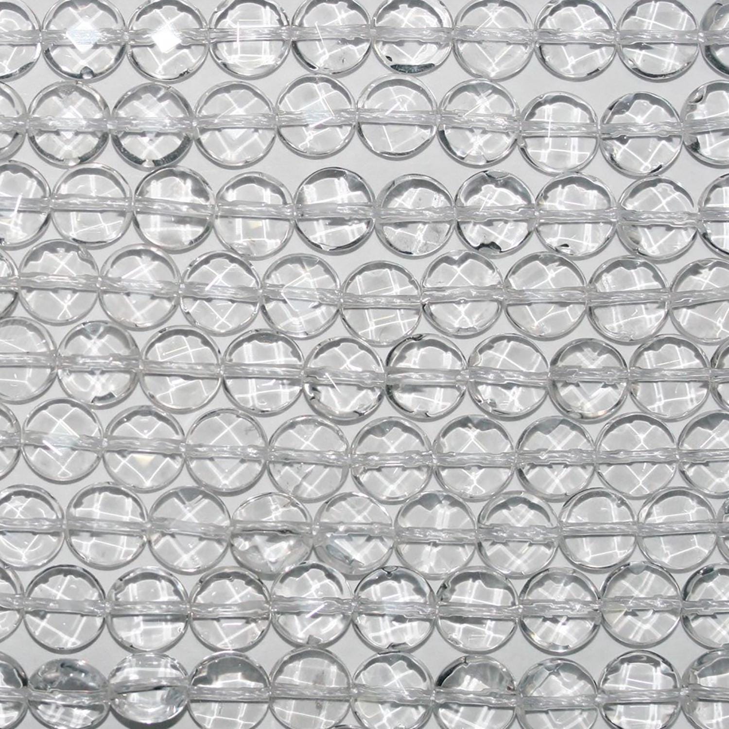 Perles facettées en cristal de roche de 16 pouces (8 mm) - Fil de 40 cm