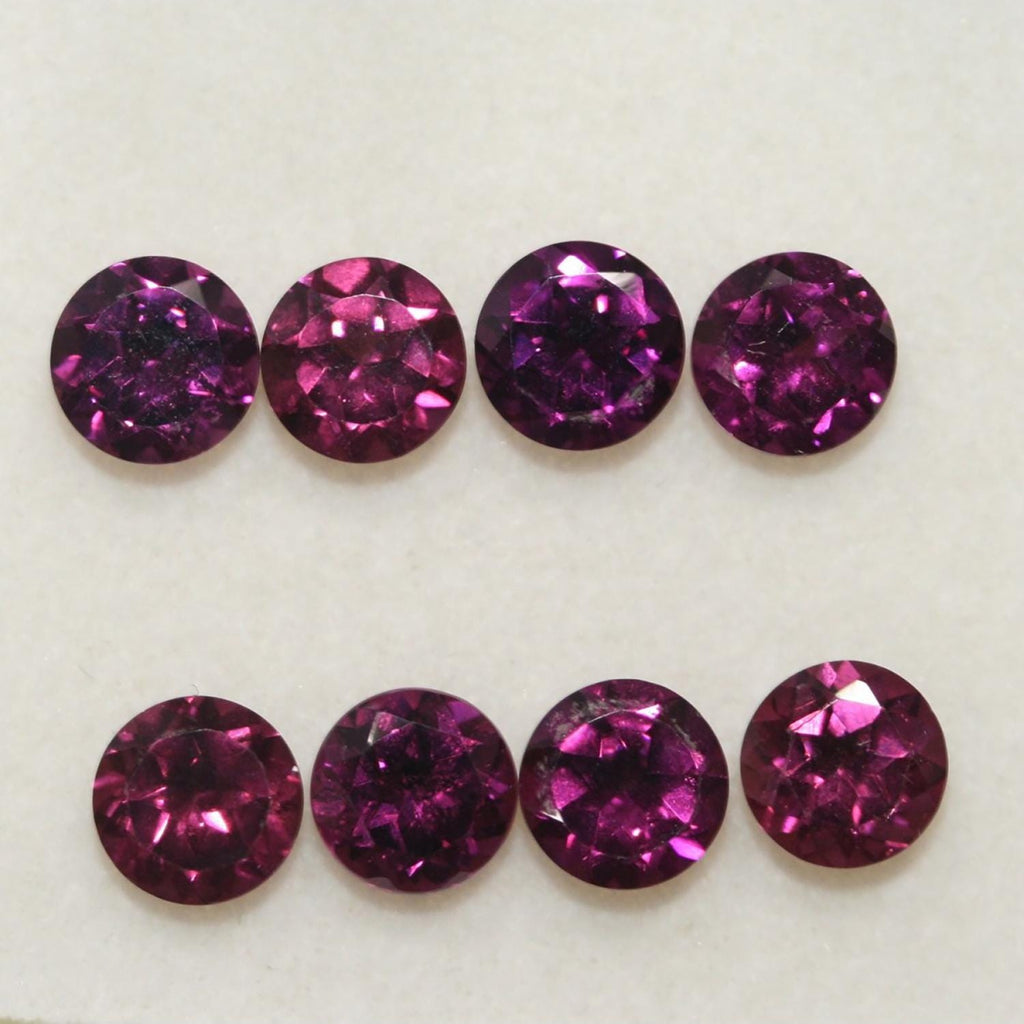 Lote de Granate Rodolita Redonda Facetada 6mm.-(8Pcs).