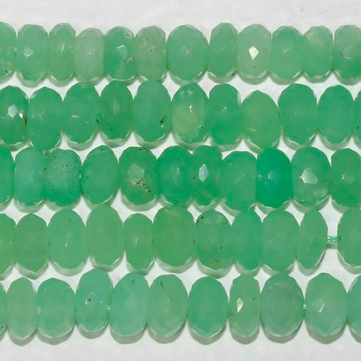 14" St Chrysoprase Faceted Rondelle 6x4mm.-Strand 36cm