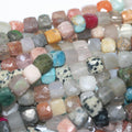 10" St Multi Stone Faceted Cube Beads 8-9mm. Approx. -Strand 23cm.-Item.15063