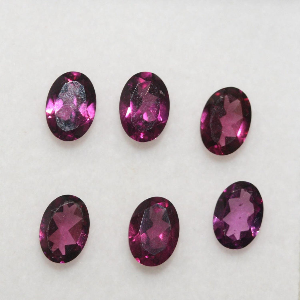 Lot de grenats rodholites ovales à facettes 7x5mm (6 pièces).