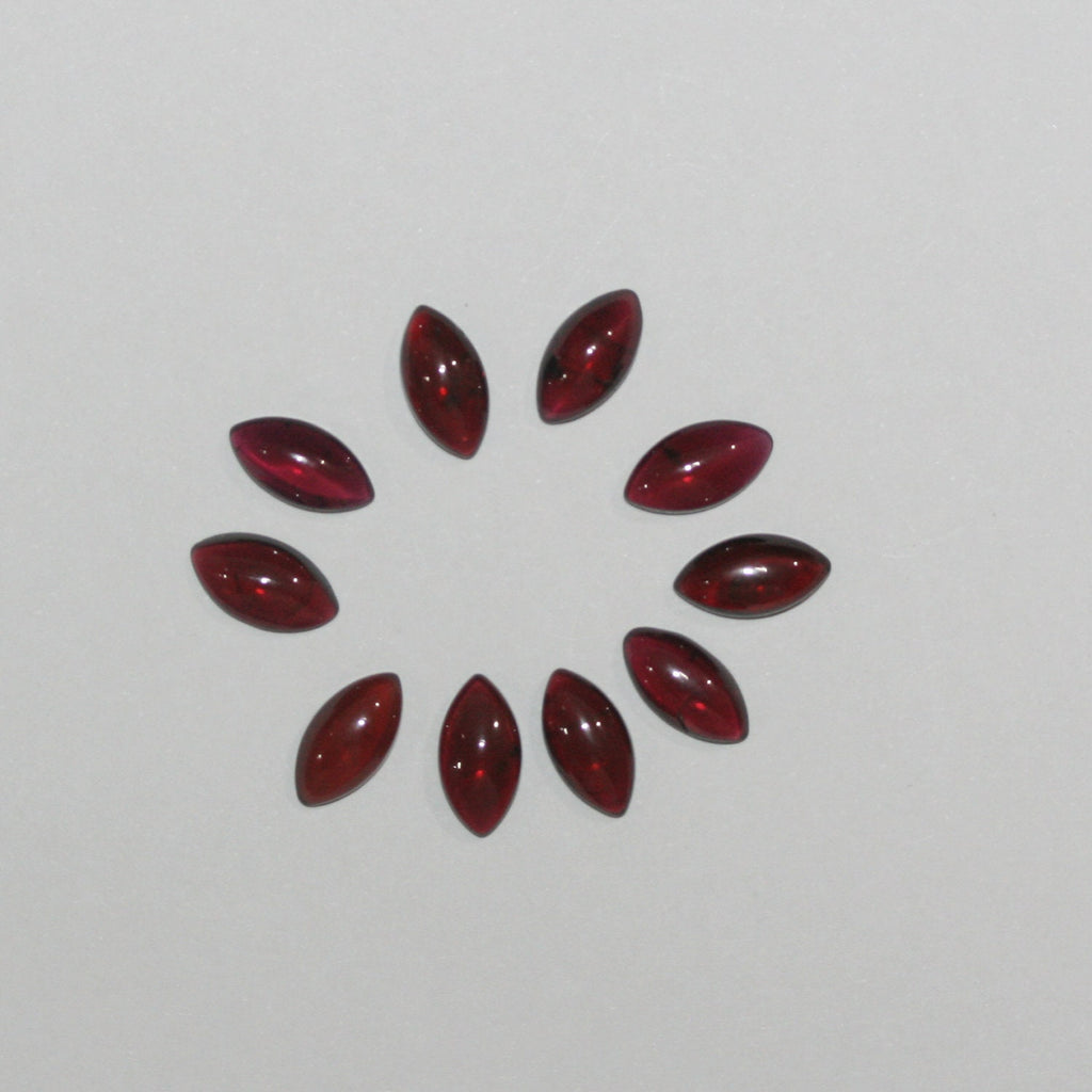 10Pcs Lot Garnet  Marquise Cabochon 10x5mm.-(10 pcs.)