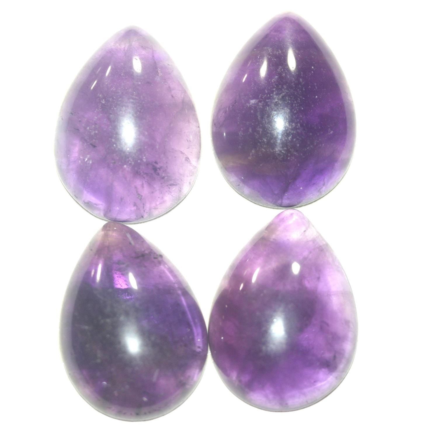 Lote de 4 cabujones de amatista lisos de 25 x 18 mm. (4 piezas).