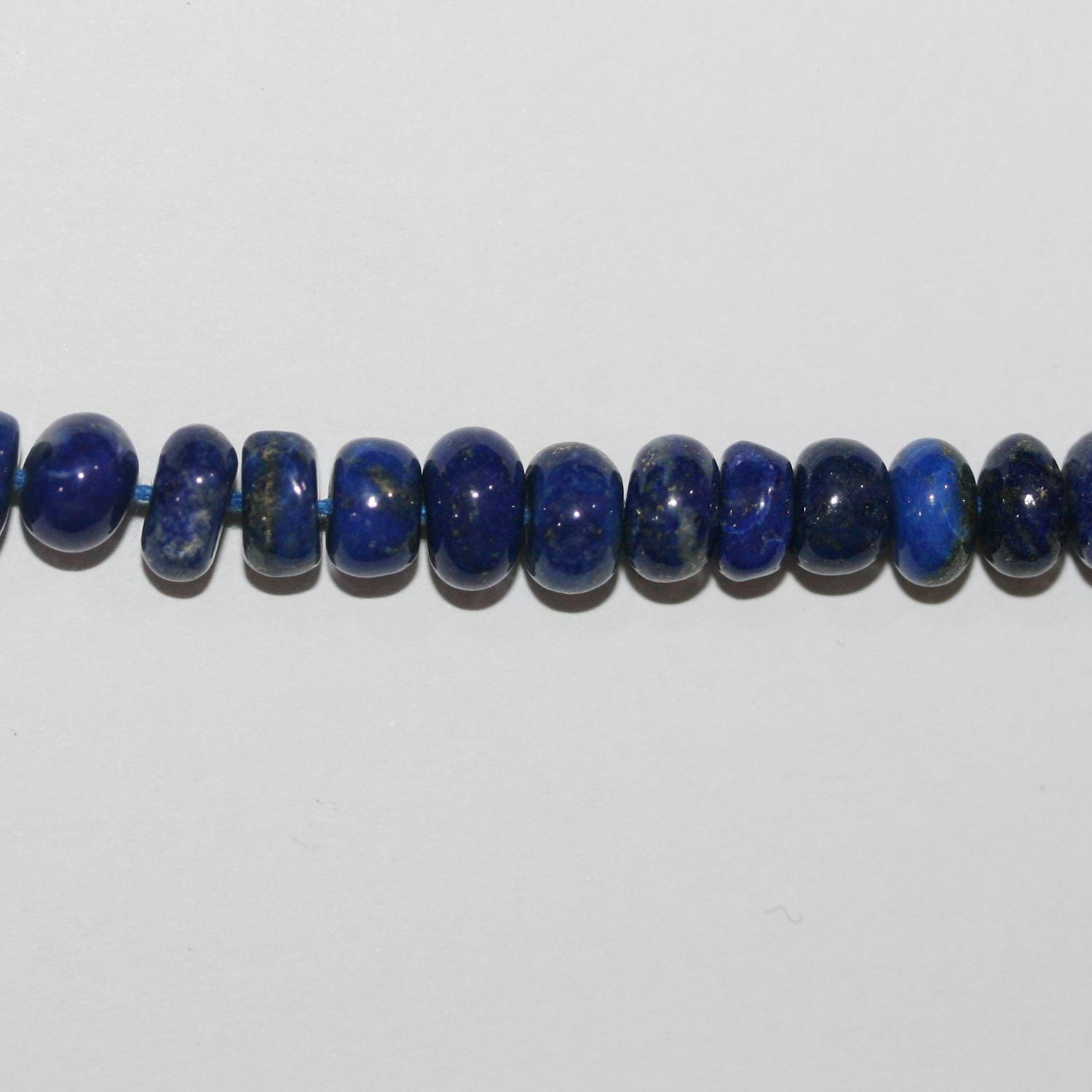 Cuentas redondas lisas de lapislázuli de 16" de St., 6 x 3 mm, aprox. - Hilo de 40 cm.