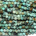 Perles rondes à facettes en turquoise africaine de 15 pouces, 2 mm.