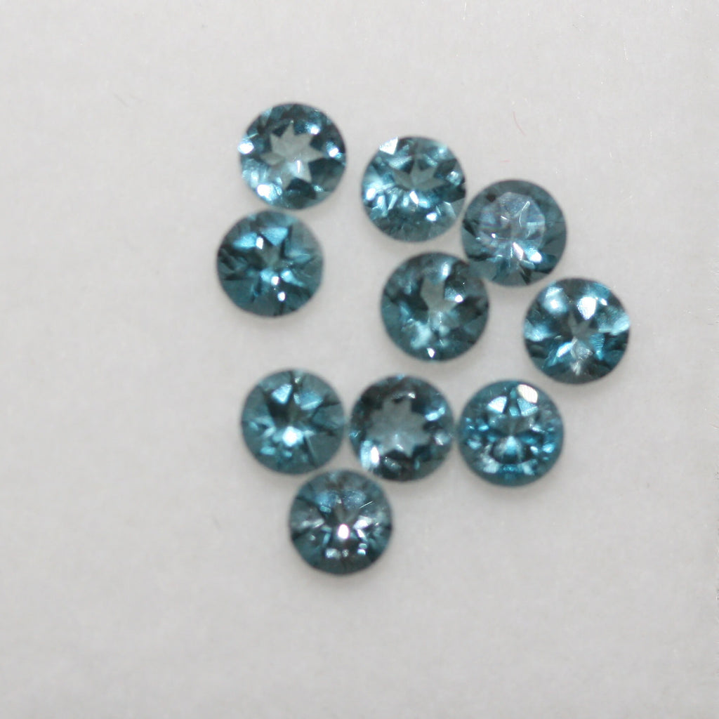 10 Pcs Lot of London Blue Topaz Lot Faceted Round 3mm.-(10Pcs)