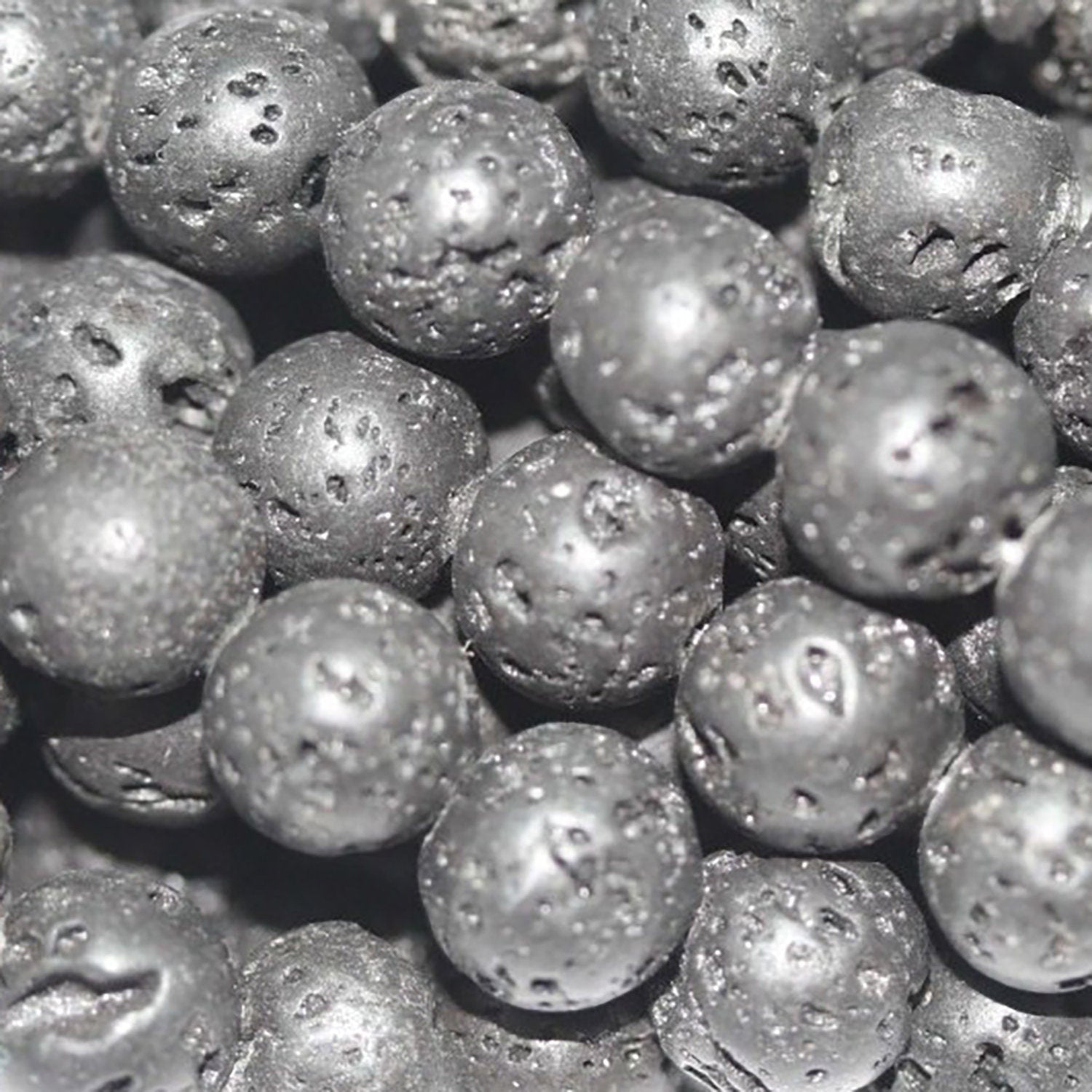 Cuentas redondas lisas de lava St. de 16" y 8 mm - Hilo de 40 cm