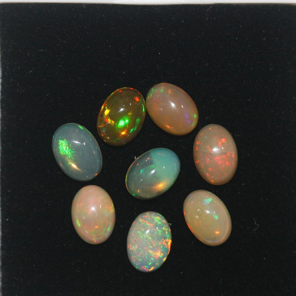Ethiopian Opal Lot Oval Cabochon 7x5mm. (8pcs)  -Gemstone Parcels-Loose Stones Wholesale Price