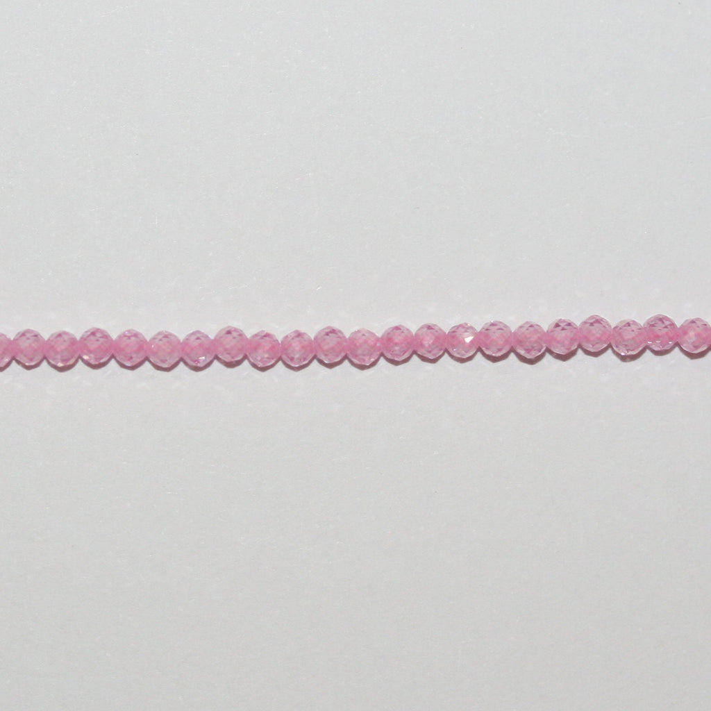 13" StPink Cubic Zirconia Faceted Round Beads 2mm.Strand 37cm.