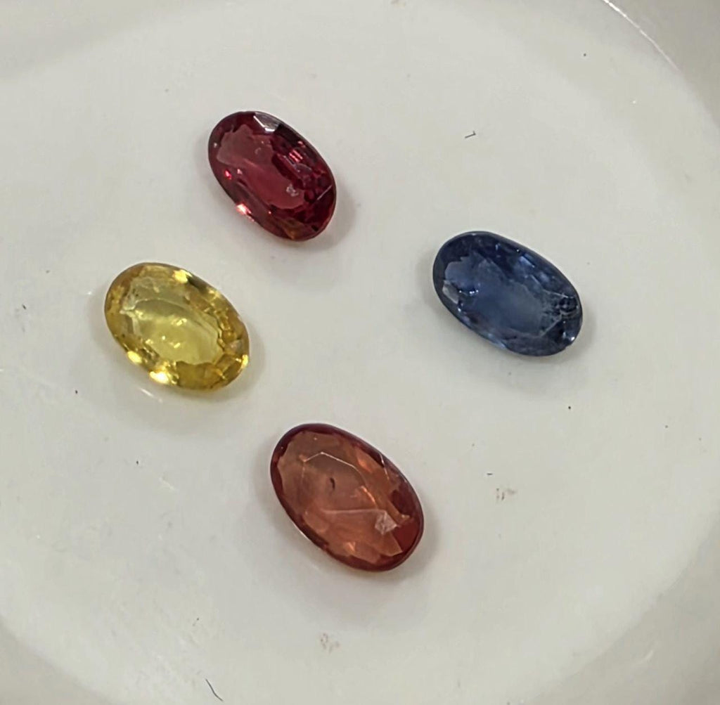 Lote de zafiros multi-óvalos naturales de 4 x 3 mm, color verde, amarillo y naranja - Venta al por mayor - Piedras de primera calidad