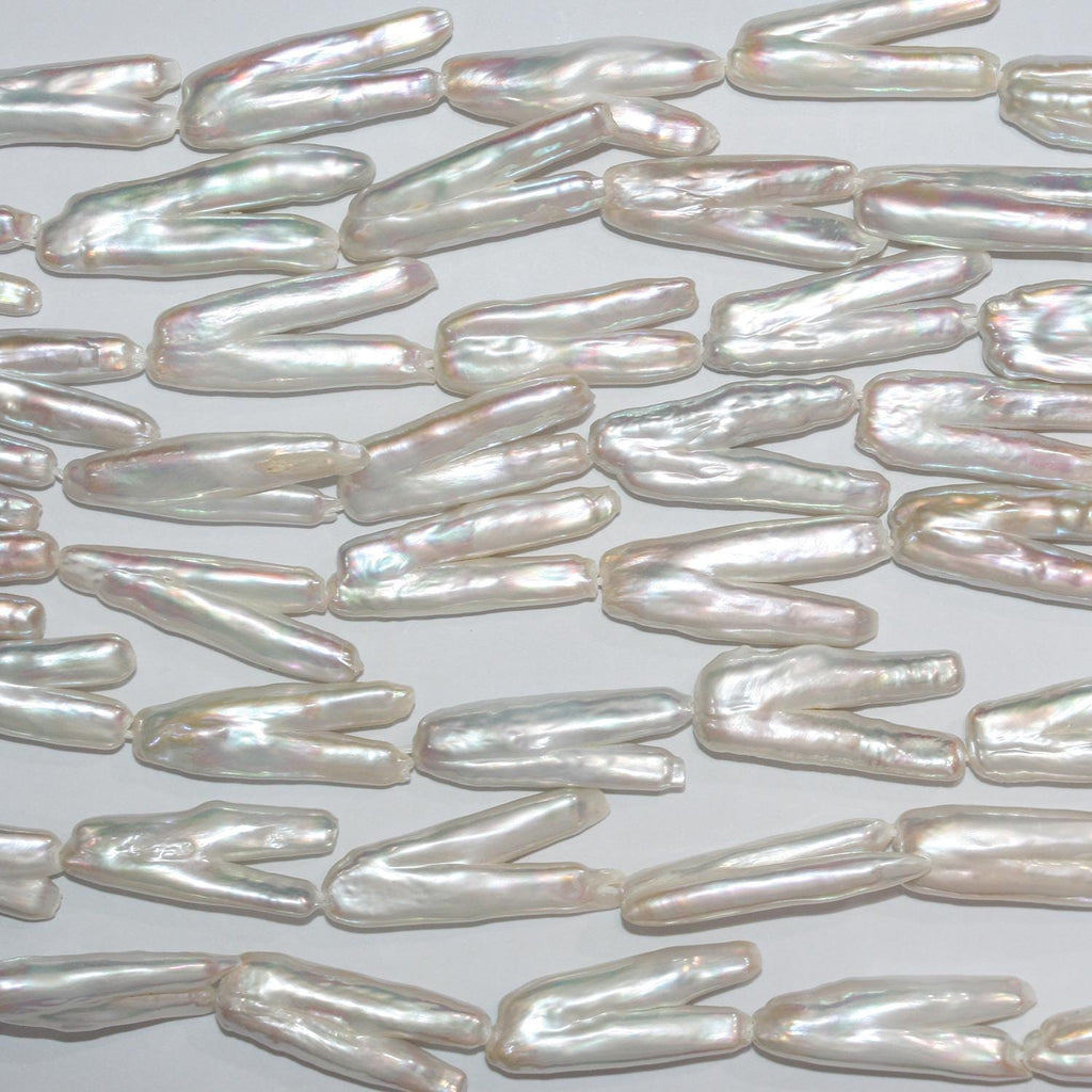 Perles de culture d'eau douce doubles Biwa, 16 pouces (environ 40 cm), 26 x 10 mm. Collier de 40 cm environ. Perles naturelles à prix de gros.