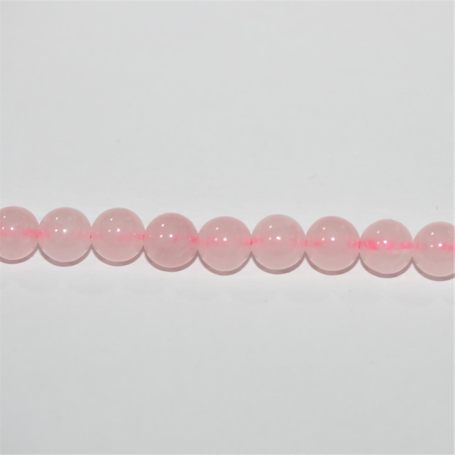 Perles rondes lisses en quartz rose St, 6 mm, 15 pouces (38 cm) - Fil de 39 cm