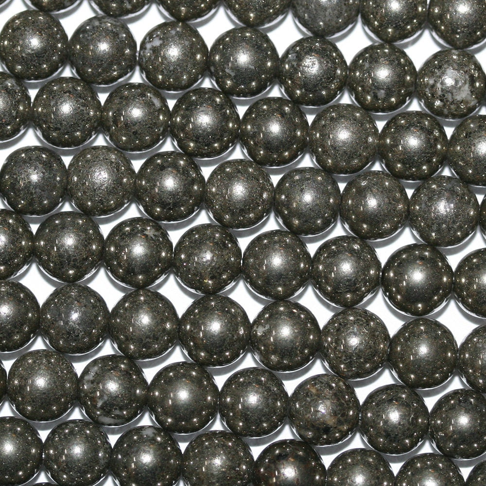 16" St Cuentas Redondas Lisas de Pirita Natural 6mm.-Hilo 40cm.