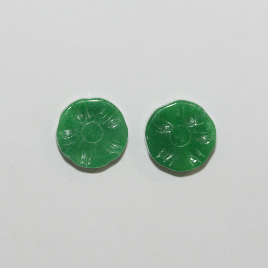 Lote de 2 colgantes de jade verde (1 par) de 12 mm
