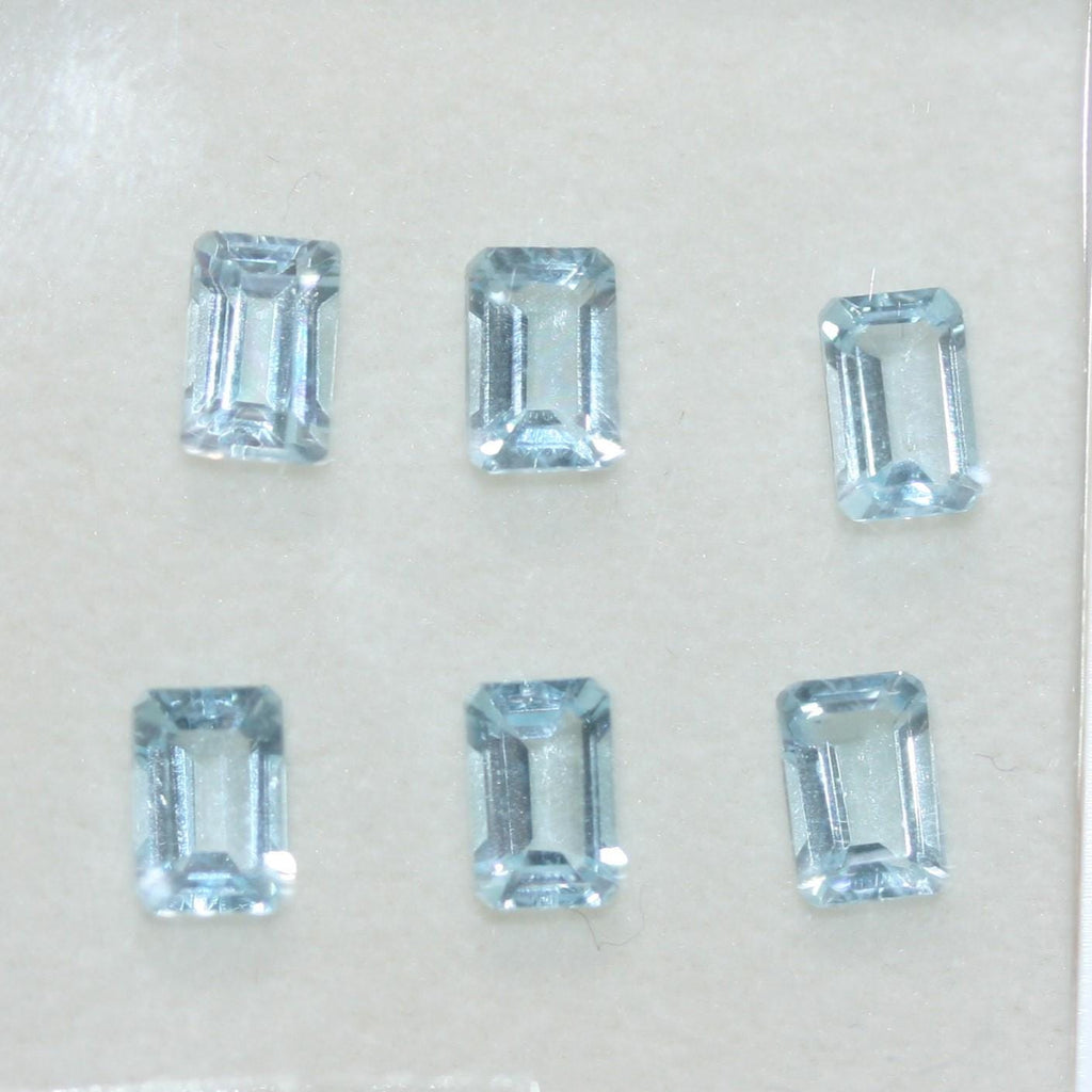 6Pcs Lot Blue Sky Topaz Faceted Octagonal 6x4mm. (6 Pcs).