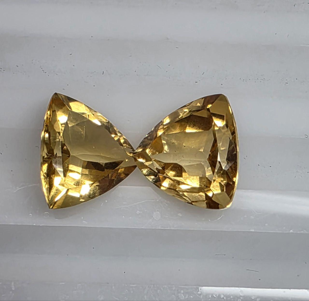 1 Pair Top Quality Citrine Trillion 11mm - Natural Gems  TOP color