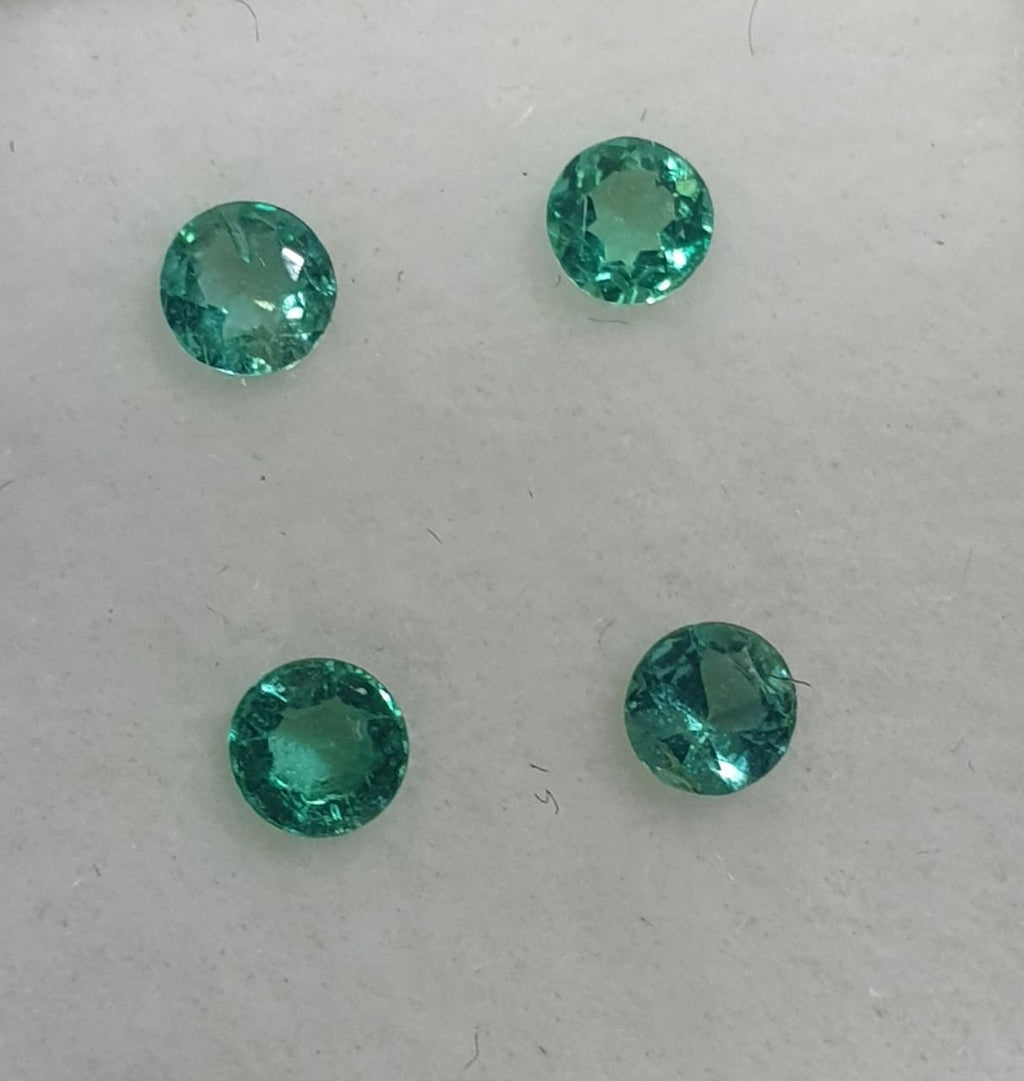 Lote de 4 esmeraldas facetadas redondas de 2,8 mm - Piedra preciosa natural sin tratar