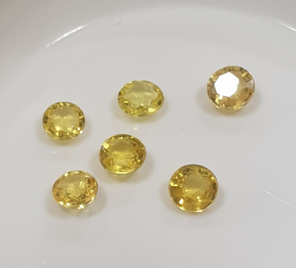 Lote de 6 zafiros amarillos facetados redondos de 2,8-3 mm. - Paquetes de piedras preciosas - Piedras sueltas al por mayor - Gemas naturales
