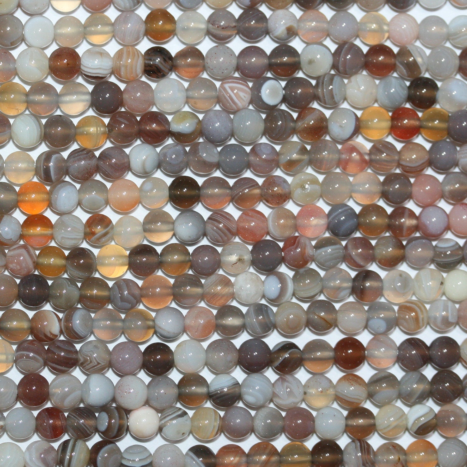 Cuentas redondas de ágata de Santa Botsuana, 16", 8 mm, hilo de 40 cm.