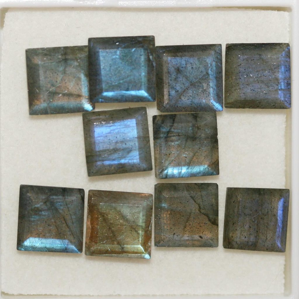 10 Pcs Lot Labradorite Faceted Square 8mm. (10 Pcs.)