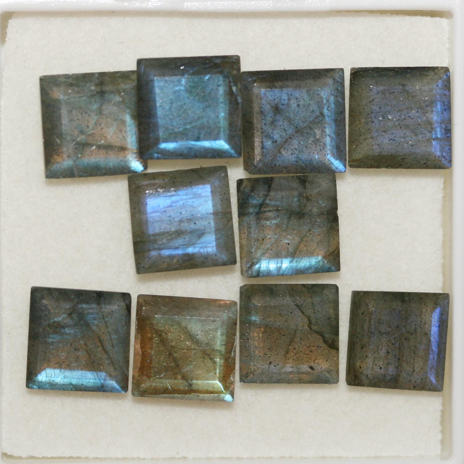 10 Pcs Lot Labradorite Faceted Square 8mm. (10 Pcs.)